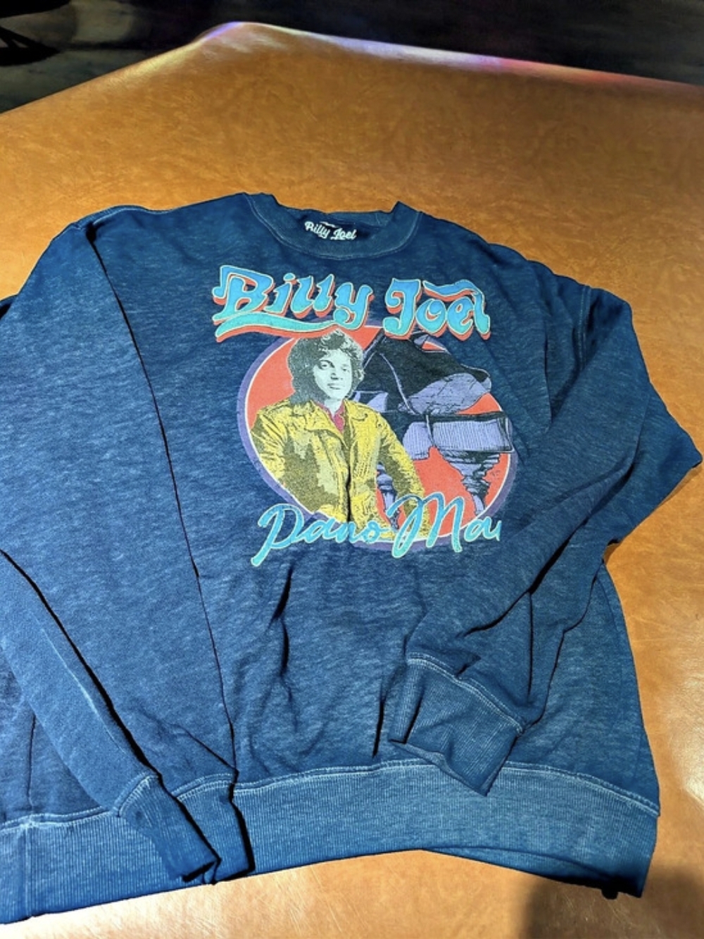 Billy Joel Piano Man Graphic Sweatshirt Blue Medium